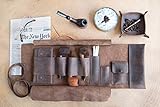  Leder Handgemachte Pfeifentasche, Tabak Rollup Tasche, Dunkelbraun