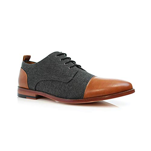 Image of Polar Fox Men's Classic Floral Derby Dress Shoes | Lace-Up Oxford Derby Collection | Derby Fashion Dress Shoes