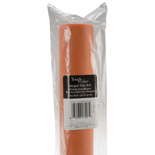 Creative Converting Roll Plastic Table Cover, 100-Feet, Sunkissed Orange