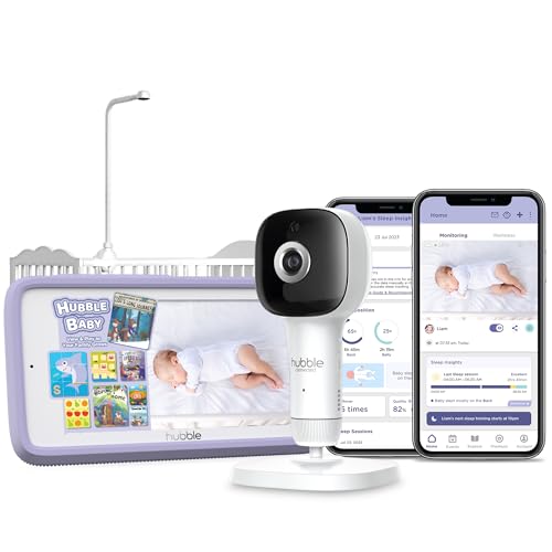 Image of HUBBLE CONNECTED SkyVision AI Pro Baby Monitor — Baby Camera Monitor w/Covered Face, Rollover & True Cry Detection, Sleep Trainer, Soother & More — w/Touch Screen HD Parent Unit, Crib Mount System