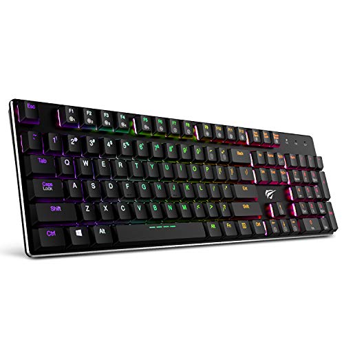Mechanical Keyboard HAVIT RGB Backlit Wired Gaming Keyboard Extra-Thin & Light, Kailh Latest Low Profile RED Switches, 104 Keys N-Key Rollover HV-KB395L Mechanical Keyboard HAVIT RGB Backlit Wired Gaming Keyboard Extra-Thin & Light, Kailh Latest Low Profile RED Switches, 104 Keys N-Key Rollover HV-KB395L