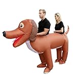 Lokreni Couple Inflatable Dachshund Costume for Adult 2 People Ride On Blow Up Funny Dog Costumes for Men Women Halloween Cosplay Valentine's Day