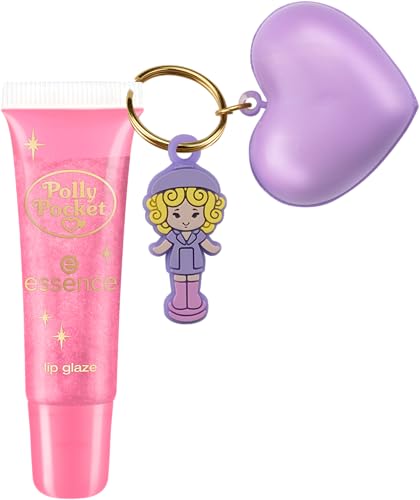 essence Polly Pocket lip glaze, Lipgloss, Nr. 01, Pink, mit Ölen, natürlich, schimmernd, vegan, ohne Parabene, ohne Mikroplastikpartikel, Nanopartikel frei, 1er Pack (10ml)