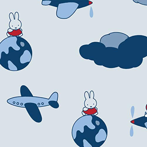 Visage Grey Fat Quarter Miffy Around The World Planes 100% Cotton Quilting Fabric