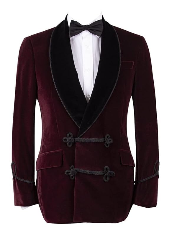 Men's Slim-Fit Solid Velvet Blazer Tuxedo Dinner Suit Jacket