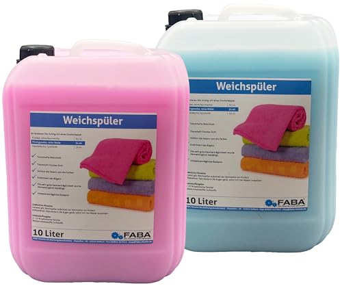 FABA Weichspüler blau/rose, 2x10 Liter für weiche Wäsche mit angenehm frischem Duft.