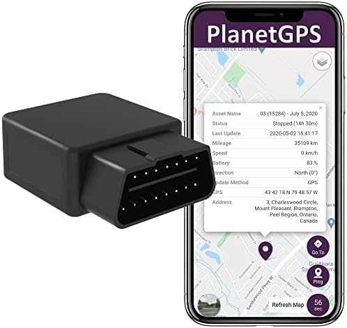 PlanetGPS (OBD 4G) - No Monthly Fee (1 Year Plan + SIM Card Included) Real-Time OBDII GPS Tracker with Diagnostics Global Coverage for Cars Fleet Trucks Live OBD2 Vehicle Tracking Device OBD