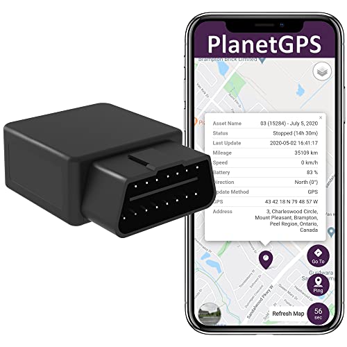 PlanetGPS (OBD 4G) – OBD2 GPS Tracker with OBDII Diagnostics for Cars Trucks Fleet with Worldwide Coverage – Subscription Required (Starting $7.50 CAD per Month)