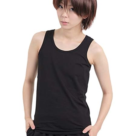 Amazon 前面ゴム帯 天然綿 ナベシャツ 胸つぶし タンクトップ フロントバンデージ ナチュラル T Fbn15 M ブラック Minette Earth 補正下着トップス