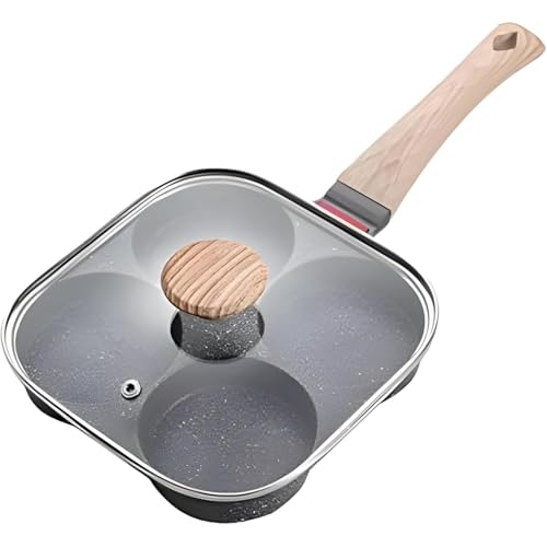 Vlfn 4つ穴円形フライパン 大判焼き器 卵焼き型 IH対応 (ブラック,4つの穴)