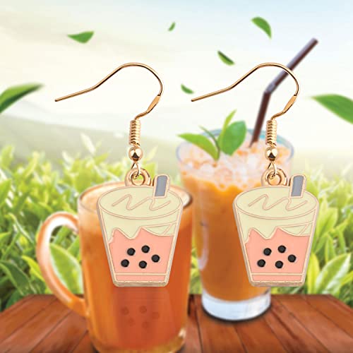 Ujims Cute Bubble Tea Earrings For Women Girl Boba Milk Tea Gift Milk Tea Lover Gift Best Friends Besties Party Gift (Boba Tea Earrings) #TOP5