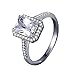 Aotiwe Anillo de Promesa de Plata, Regalos Significativos Mujeres Anillo con Halo de Circón con Conjunto de Canales Rectangular Plateado Tamaño 20