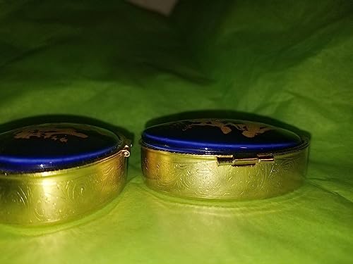 Lopsided Cobalt Blue Round Brass Box (Sitting Lopsided - Look Close At Picture) Gold Lovers Limoges Box #TOP6