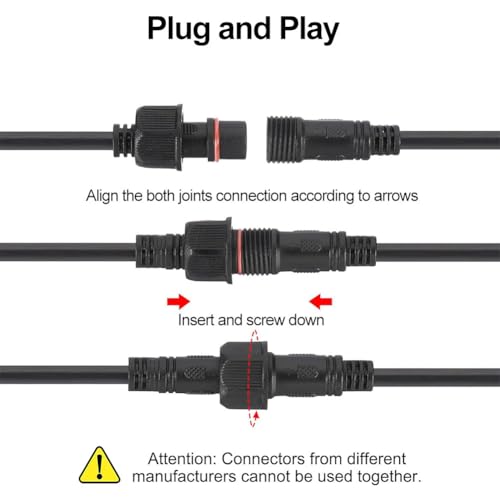 Extension Cable for Garden Lights,Extension Cable for Outdoor Lights,IP67 Waterproof 2 Pin Outdoor Lights Extension Lead Wire,for Outdoor LED Deck Light Power Cord,5m - Image 7