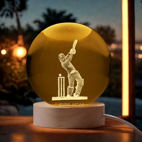 Image of 3D Viratt Kohlii Crystal Ball Night Lamp, Solar System Viratt Kohlii Crystal Ball Night Light, USB Table Colorful Led Wooden Crystel Ball for Home, Office, Birthday Gift