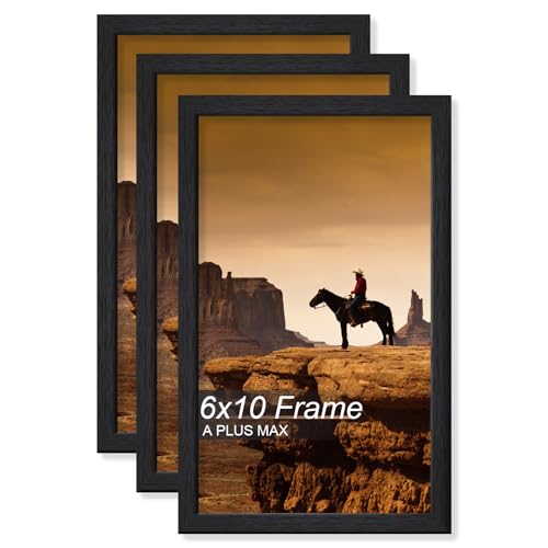 6x10 Picture Frame Set of 3 Black Light Weight Tabletop and Wall Mount