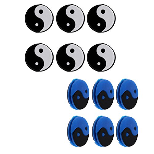 MonkeyJack 6 Pieces Tennis Racquet Vibration Dampener Shock Absorber Damper Accessories Gifts Two Color Options - Black White