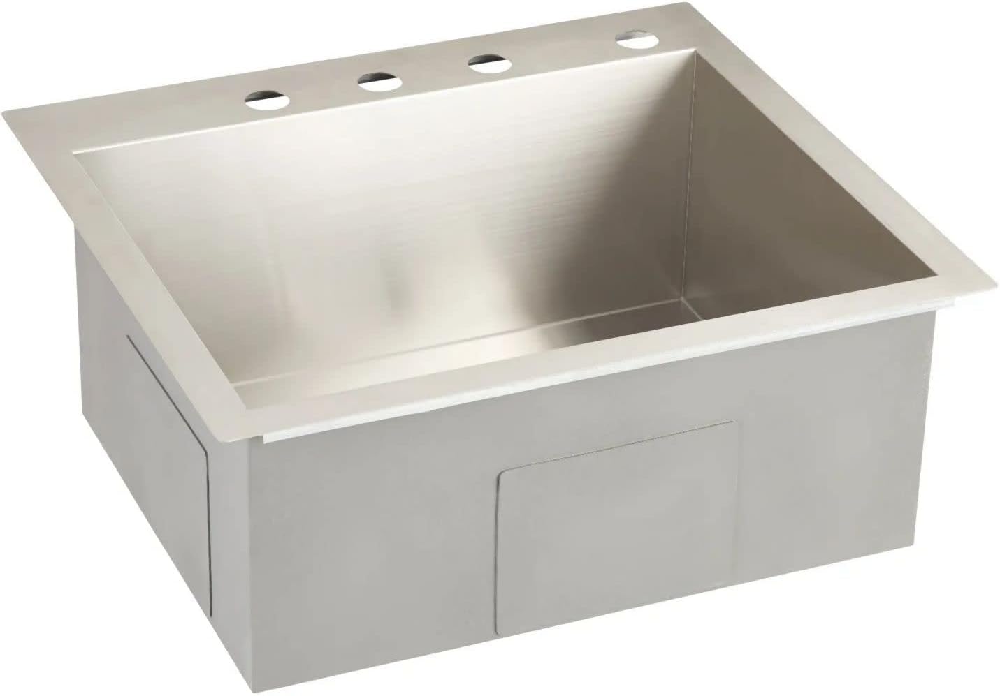 Signature Hardware 447674 Sitka 25" Drop In or Undermount Single Basin Stainless Steel 4-Hole Kitchen Sink - Stainless Steel