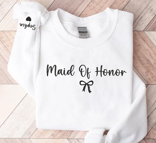 Custom Maid of Honor Sweatshirt,Matron of Honor Crewneck,Bridesmaid Hoodie,Bridal Party Sweater,Wedding Gifts4