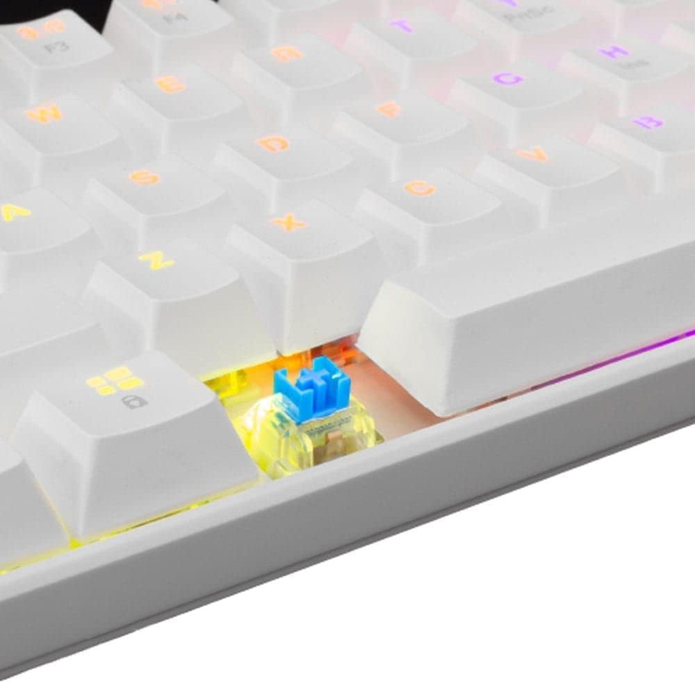 Close-up of an OUTEMU Red mechanical switch on the keyboard