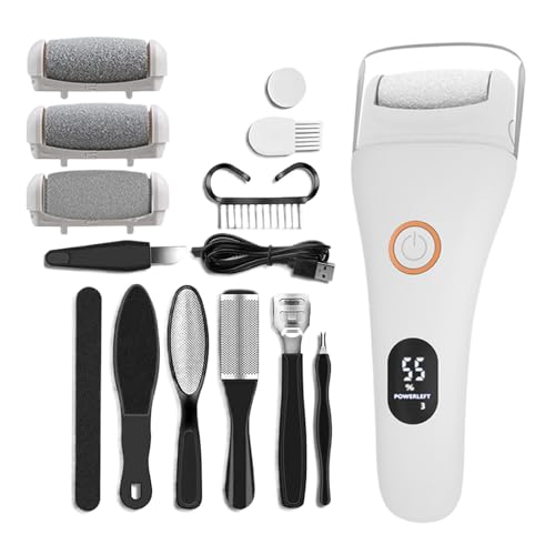 Cemaystic 足用電動角質除去器 高速自動回転 フットケアツール 防水ヘッド 黒色 旅行用 (白)