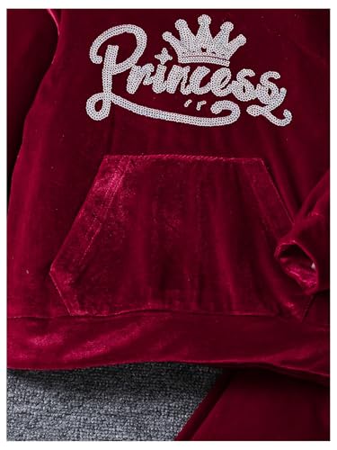 Image of Floerns Toddler Girl's Two Piece Sweatsuit Sequin Letter Print Hoodie Sweatshirt with Jogger Set