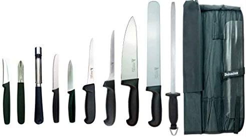 11 Piece Chef's Starter Knife Set with 12" Steel by DOLOMITEN INOX