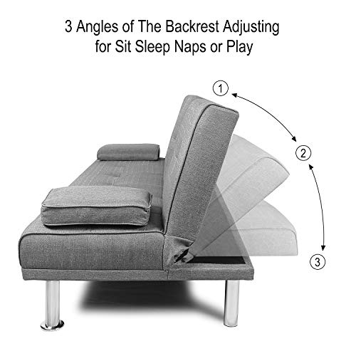 Baysitone Futon Sofa Bed Twin Size Sleeper, Convertible Linen Fabric