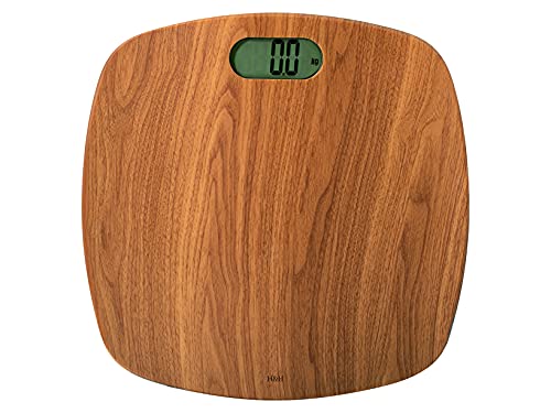 Design moderno ed elegante H&H Bilancia Pesapersone, Effetto Legno, 180 kg, 31x31x3 cm