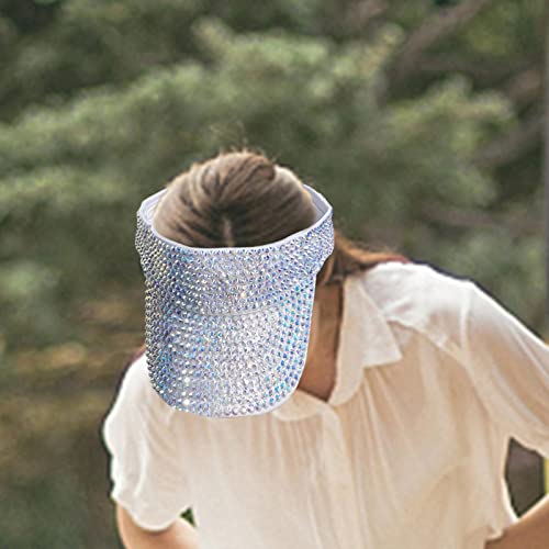 segolike Chapéu de Viseira de Cristal com Lantejoulas E Strass Ajustável , Branco colorido