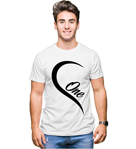 Image of Hangout Hub | Couple Tshirts | One Love Heart | Matching Dress| Set of 2 | Printed|Regular Fit | Cotton T-shirts|Couple Matching dress | Half Sleeves