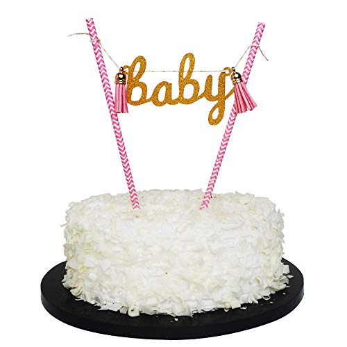 Sunny ZX Oh Girl Banner, Baby Cake Topper Pink, Baby Girl Shower Decoration, Gold Glittery Letters Oh Girl, Oh Baby Cake Topper Decoration, Baby Shower Cake Topper, Baby Shower Decorations