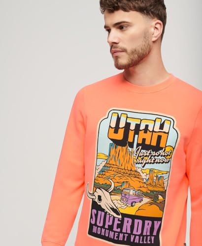 Superdry Neon Travel Loose Sweatshirt M2013578A Sunblast Orange Taille XL, Orange (Sunblast Orange), XL