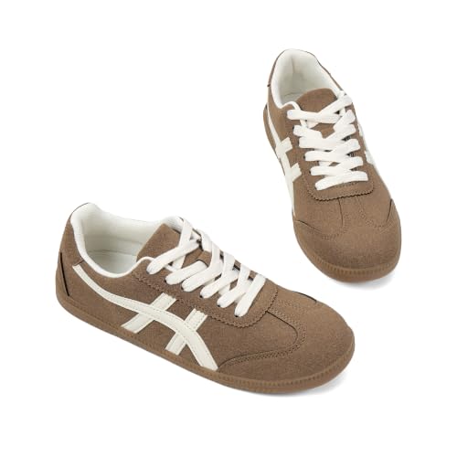 Image of Tigeridea Casual Sneakers for Women Lightweight Lace Up Tennis Shoes | Non-slip Lace Up Fashion Sneaker, Round Toe Retro Walking Shoes, 2026 Trendy Comfortable Trainers
