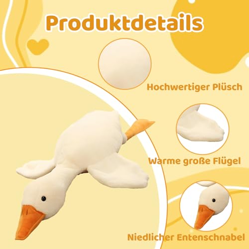 DvBCNMe Ente Kuscheltier, Gans Kuscheltier, Kuscheltiers Kissen für emotionale Unterstützung, Entspannungsbegleiter für Büro und Zuhause, Dekorationselement mit 50 cm Größe