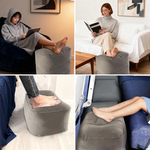 VELLUSTRA Viajes Inflable Reposapiés, Almohada de Viaje Inflable, Descanso para Las Piernas CojíN, Altura Ajustable para Aviones, para Automóviles, Trenes, Oficinas, Dormir en Vuelos - imagen 7