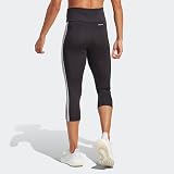 adidas womens 3-Stripes 3/4 Tights Black/White Small