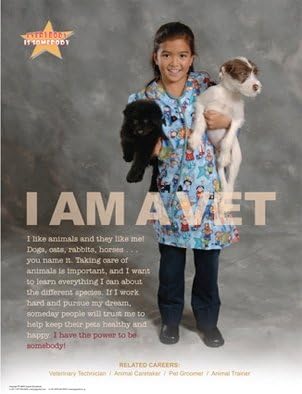 I Am a Veterinarian EXTRA LARGE POSTER (4 ft x 3 ft) LAMINATED. Elementary and Middle School Student Career Education, Vet Theme.