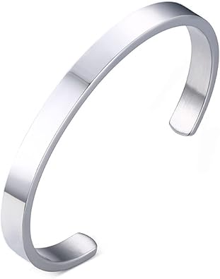 Mens Gifts, Men's Stainless Steel Bracelets Cuff Bracelets Casual Bracelets Silver for Anniversary