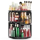 Auxmir Rotating Makeup Organiser, 9-Tier Adjustable Makeup Organiser with 360 Degree Rotation, Large Capacity Spinning Makeup Storage on Stand Revolving for Vanity Table, Bedroom, Bathroom, Black