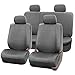 FH Group Universal Fit Seat Cover - Faux Leather (Gray) (Full Set With 4 Headrest Covers Solid)