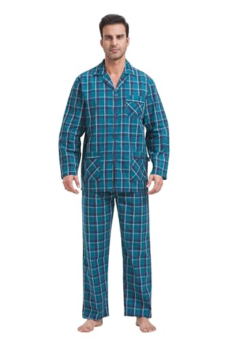 Pyjama homme long vêtement de nuit coton pantalon manche longue