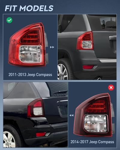 Image of Nilight Taillight Assembly Compatible with 2011 2012 2013 Jeep Compass