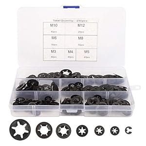 280 stuks Starlock ringen, M3 M4 M5 M6 M8 M10 M12 interne tand borgring assortiment kit gemaakt van mangaan staal…