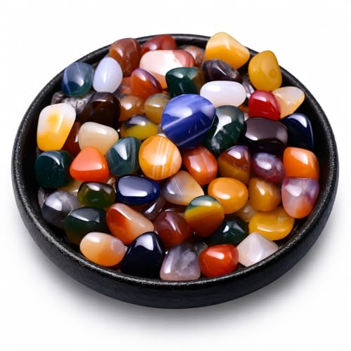 Image of Polished Colorful Agate Crystal Bulk - 0.5 inch Tumbled Stone Chips Rocks, 10 oz Crushed Sea Glass Vase Filler Small Stones for Healing, Reiki, Crafting, Home Decor