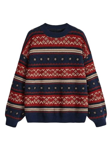 Image of MakeMeChic Women's Striped Sweaters Halloween Vintage Grandpa Sweaters