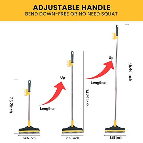 فرشاة تنظيف للارض 2 في 1، فرشاة فرك الارض على شكل حرف V مع مقبض طويل، لتنظيف شقوق دش الحمام، سحرية، دوارة 120 درجة، رأس الفرشاة قابل للازالة لتنظيف الحمام والبلاط