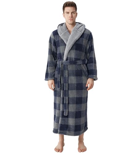 Image of DAVID ARCHY Men's Soft Fleece Plush Robe Full Length Long Bathrobe