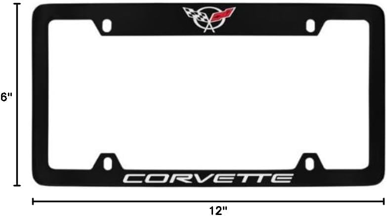 License Frame Inc. Chevrolet Corvette C5 Black Coated Metal Top Engraved License Plate Frame Holder