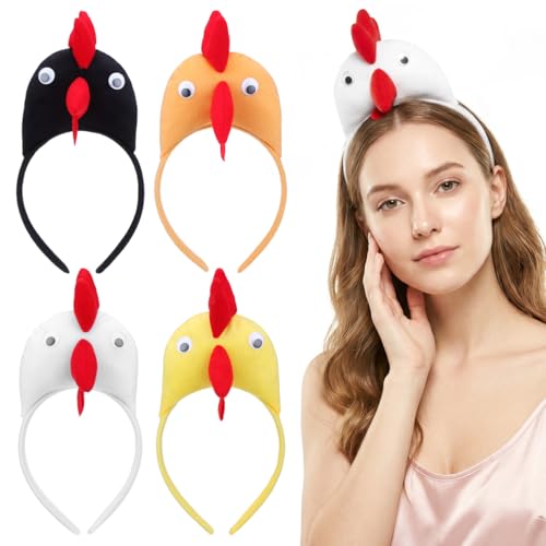 IMIKEYA 4pcs Chicken Headband: Funny Rooster Chicken Costume Accessories Rooster Headband Cosplay Halloween Costume Hair Hoop Chick Animal Hair Hoop Hat for Adult Party Decor